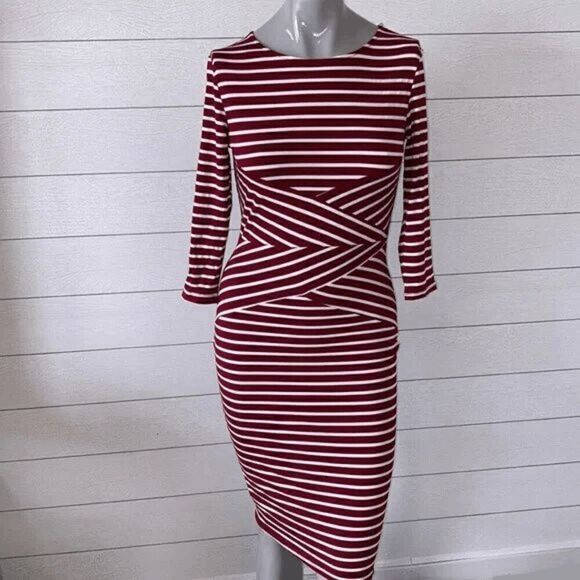 NWT Striped 3/4 Sleeve Office Work Business Cocktail Pencil Dress SIZE XL - Picture 6 of 13